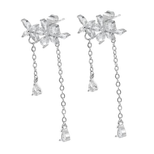 FRCOLOR Sterling Silber Ohrhänger mit Zirkonia Blumen und Quaste Elegante Lange Tropfenohrringe für Damen Brautschmuck und Geschenkidee für Hochzeit und Party FRCOLOR Sterling Silber Ohrhänger mit Zirkonia Blumen und Quaste Elegante Lange Tropfenohrringe für Damen Brautschmuck und Geschenkidee für Hochzeit und Party von FRCOLOR