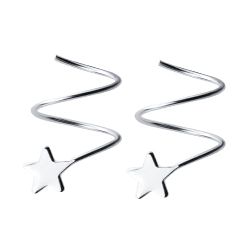 FRCOLOR Sterling Silber Stern Ohrstecker Hypoallergen Leicht und Angenehm Modisch Eleganter Wellen Stern Ohrschmuck für Damen und Mädchen von FRCOLOR