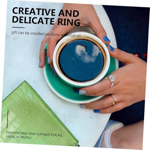 FRCOLOR Stilvoller Edelstahl Ring Damen Verstellbar Gold Hohl Gravur Aromatherapie Schmuck Modisches Finger Accessoire für Party und Alltag von FRCOLOR