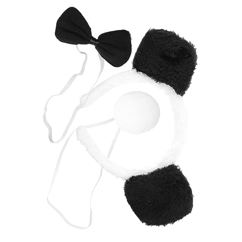 FRCOLOR 1 Satz Pandaohren Stirnband Wolfsohren Und Schwanzset Tierkostüme Panda-stirnband Tierschwanz Panda-haarband Cosplay-requisiten Cosplay- Hase Kind Flanell Kopfbedeckung von FRCOLOR