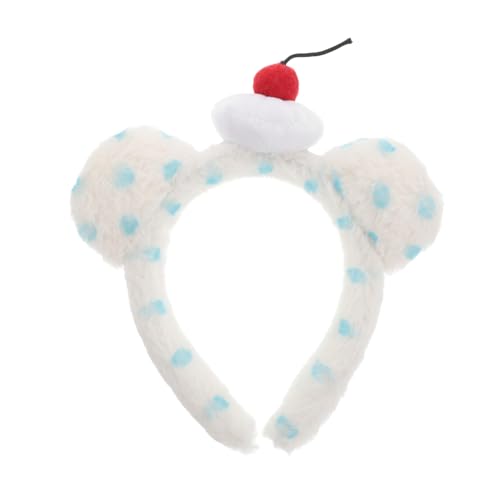 FRCOLOR Stirnband Mit Bärenohren Plüsch Tierhaarband Mit Kirsch Cartoon Haarreif Kopfbedeckung Für Frauen Und Mädchen Valentinstag Ostern Partyzubehör von FRCOLOR