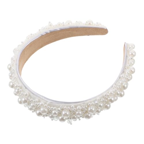 FRCOLOR Stirnband Mit Kunstperlen: Handgemachtes Breites Brautstirnband, Elegante Haaraccessoires Für Die Hochzeit, Prinzessinnen-kopfschmuck Im Französischen Stil Für Hochzeiten, Partys von FRCOLOR