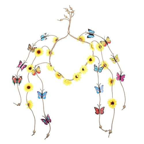 FRCOLOR Tiara Stirnband Mit Schmetterlingsquaste Stirnband Haarband Stirnband Mit Quasten Stirnbänder Haarschmuck Für Damen s Einstellbar Blumen Eltern-kind Stoff von FRCOLOR