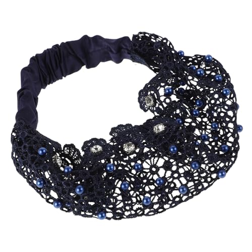 FRCOLOR Stirnband Modisches Haarband Perlen Haarband Stilvolles Haarband Krawatten im Krawattenstil Accessoires Krawatten Retro-Haarband elastische Spitzenkopfbedeckung Polyester von FRCOLOR