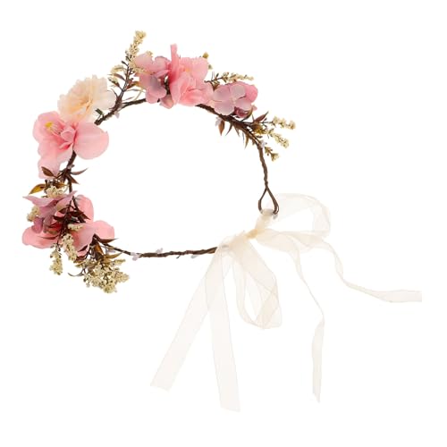 FRCOLOR Strand Stirnband Hochzeit Haarkranz Blumenkopfschmuck Für Frauen Hochzeitskranz Stirnband Hochzeit Blumenhaarband Haarschmuck Weingirlande Ranke Violett Blumenmädchen Braut von FRCOLOR