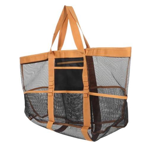FRCOLOR Netzstrandtasche Mit Reißverschluss Und Schultergurt Faltbare Und Wiederverwendbare Sanddichte Badeanzugtasche Für Damen Als Reisetasche Mit Großem Fassungsvermögen Und Separatem m von FRCOLOR