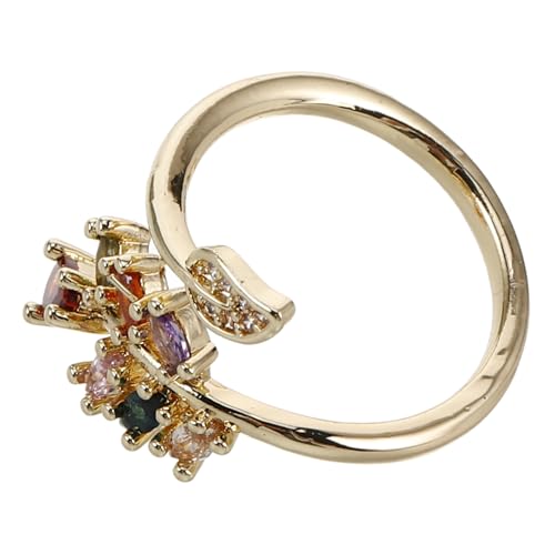 FRCOLOR Verstellbarer Geometrischer Ring Mit Blumenmotiv Minimalistischer Schmuck Für Damen Modernes Design Handgefertigt Vielseitig Einsetzbar Für Jeden Anlass von FRCOLOR