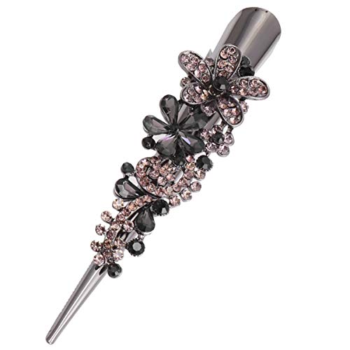 FRCOLOR Strass Entenschnabel Clips für Frauen Alligator Haarspangen Lange Ente Rechnung Clip Schnabel Clip Grau von FRCOLOR