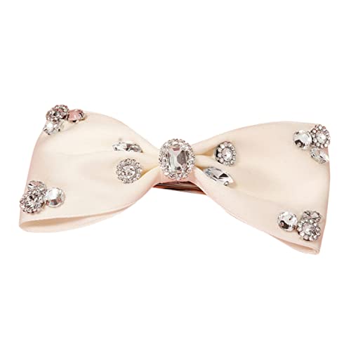 FRCOLOR Haarspange Mit Strass Bowknot-pferdeschwanz-halter Haarschleifen Für Mädchen Bowknot-clip Haarspangen Mit Glitzerschleifen Perlenband Braut Polyester Ausgabekarte Weiß Krawatte von FRCOLOR