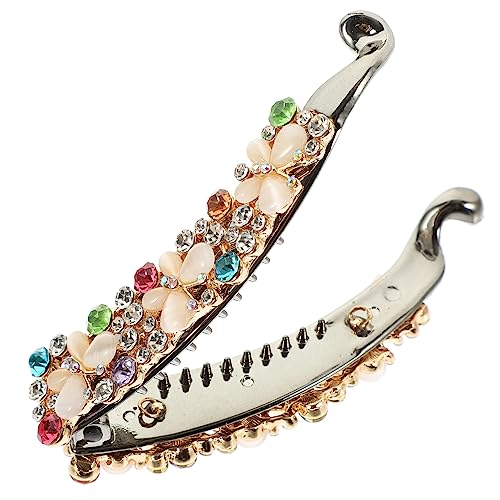 FRCOLOR Haarklammer Haarspange Mit Strass Bananen-haarspange Haarschmuck Für Damen Strass-haarspangen Strass- Bananenklammern Für Dickes Haar Zubehör Fräulein Mädchen Weiß Metall von FRCOLOR