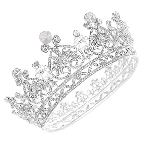 FRCOLOR Strass Kristall Krone Braut Hochzeit Tiara Braut Haar Zubehör für Hochzeitswettbewerb Geburtstag Abschlussball (Silber) von FRCOLOR