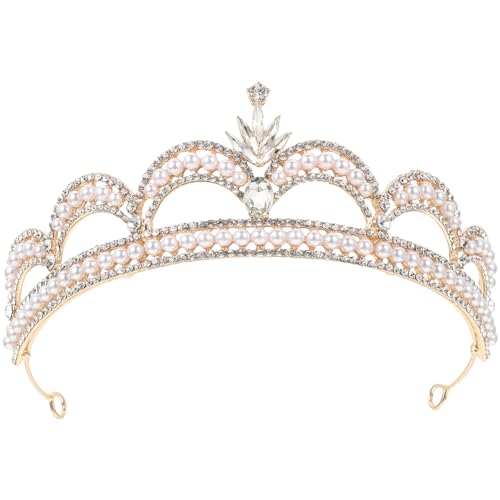 FRCOLOR Strass-Krone Brautkrone Braut Tiara Haarschmuck für die Braut Hochzeit Tiara Haarschmuck für die Hochzeit Hochzeitshaarband hochzeit kopfschmuck Zinklegierung von FRCOLOR