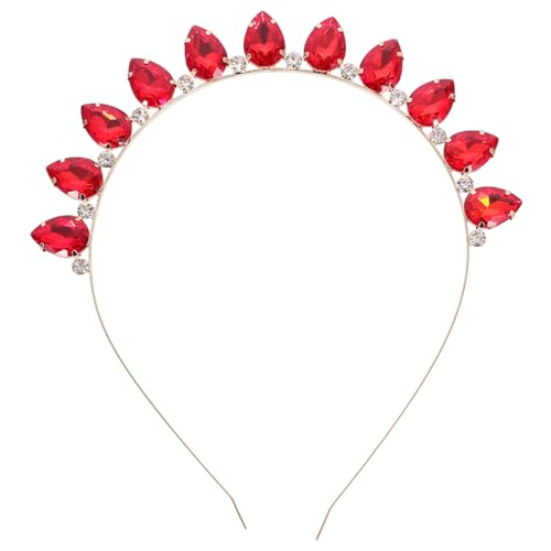 FRCOLOR Strass-Stirnband Braut-Stirnband Schlichtes Design Modisches Stirnband Mädchen Prinzessin-Kopfschmuck Hochzeit-Stirnband Für Frauen Und Mädchen (Rot) von FRCOLOR