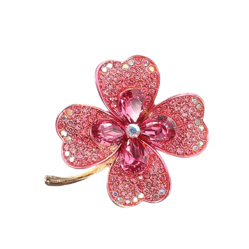 FRCOLOR Strass Vierblättriges Kleeblatt Brosche Damen Anstecknadel Glücksbringer Schmuck Für Hochzeit Party St Patrick's Day Accessoire von FRCOLOR