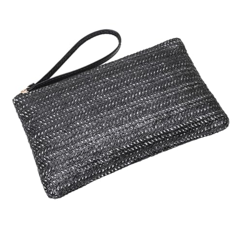 FRCOLOR Stroh Clutch Rattan Handtasche Für Mädchen Gewebt Süß Aus Korbgeflecht Trendige Geldbörse Reißverschluss Münztasche Wechseltasche Autoschlüssel Organizer Vielseitige von FRCOLOR