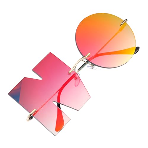 FRCOLOR Stylische Buchstaben Sonnenbrille Leichtes Modisches Beach Sun Glasses Party Foto Requisiten für Damen und Herren Goldfarbener Rahmen mit von FRCOLOR