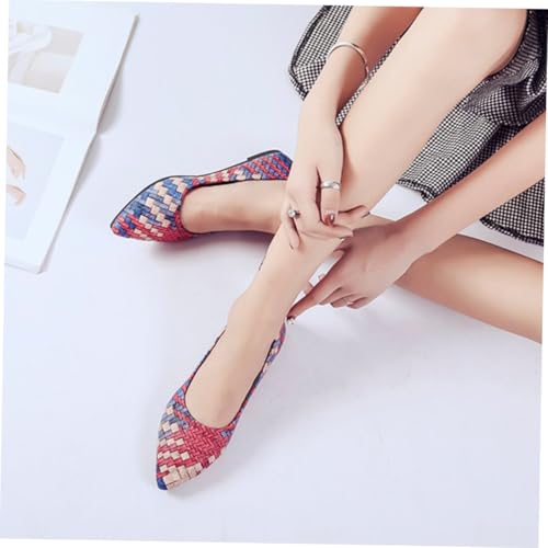 FRCOLOR Stylische Damen Spitz Zulaufende Flache Schuhe aus Atmungsaktivem PU Material Bequeme Alltagsschuhe für Freizeit und Büro Leicht Anzuziehen Rote Ballerinas Für Alle Jahreszeiten von FRCOLOR