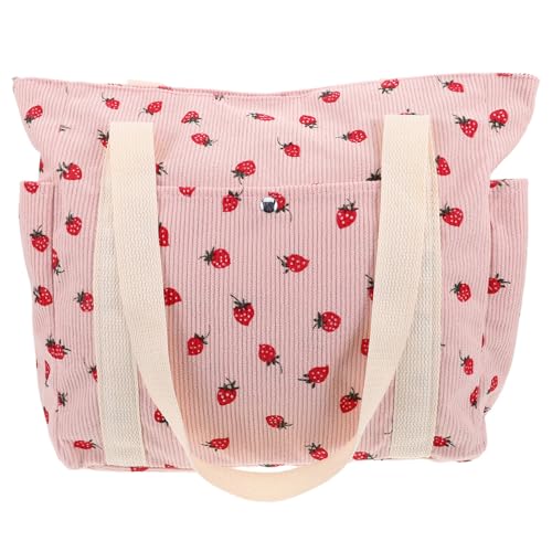 FRCOLOR Stylische Erdbeer Corduroy Tasche für Damen Praktische Umhängetasche mit Seitentasche für Strand Reisen und Alltag für Einkäufe und Freizeitaktivitäten FRCOLOR Stylische Erdbeer Corduroy Tasche für Damen Praktische Umhängetasche mit Seitentasche für Strand Reisen und Alltag für Einkäufe und Freizeitaktivitäten von FRCOLOR