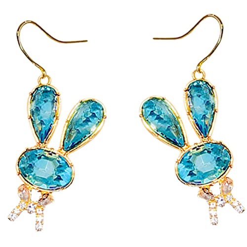 FRCOLOR Stylische Hasenohrringe mit Funkelnden Strasssteinen Einzigartige Blaue Kaninchenform Party Ohrringe für Damen und Mädchen Hautfreundlich und Langlebig für Festtage und Alltag von FRCOLOR
