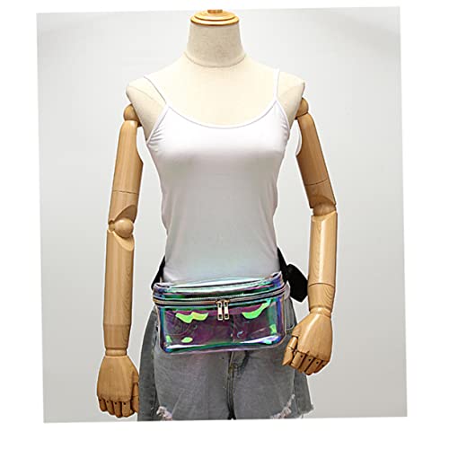FRCOLOR Stylischer Reflektierender PU Bauchtasche Holographische Gürteltasche für Männer Frauen für Reisen Sport Freizeitaktivitäten Verstellbarer Schulterriemen Große Kapazität für von FRCOLOR