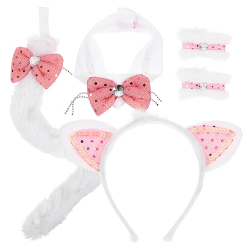 FRCOLOR Süßes Katzenohren Stirnband mit Fuchsohren Waschgesicht-armbänder Plüsch-tierkostüm Zubehör Cosplay Headband und für Mädels und Tier-Design Partys von FRCOLOR