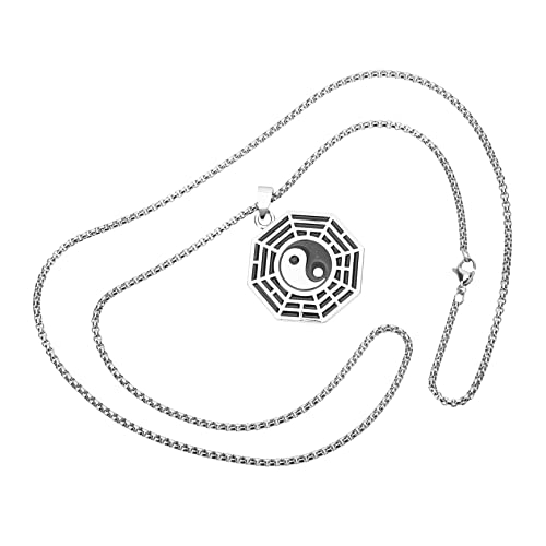 FRCOLOR Tai Chi Anhänger Halskette aus Titanstahl Lange Pulloverkette mit Feiner Verarbeitung Langlebig und Komfortabel für Herren und Damen Vielseitiges für Familie und Freunde von FRCOLOR