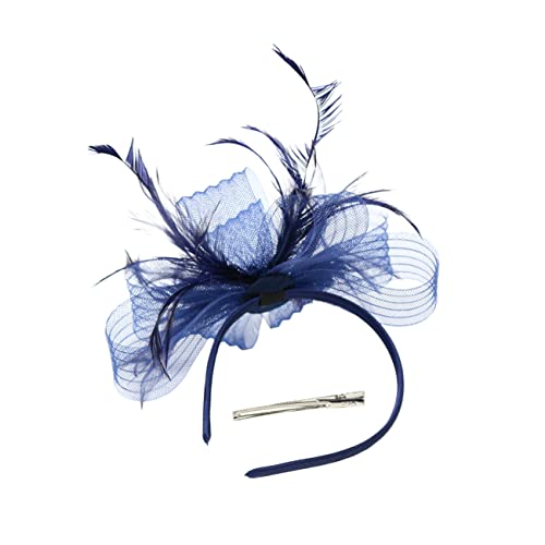 FRCOLOR Tea-party-hut Aus Mesh Überdimensioniert Elegant Hochzeits-haarschmuck in Marineblau Kopfbedeckung Haarband Trendy Uv Damen Hüte Stirnbänder Hüte Für Frauen Beige Seide Navy von FRCOLOR