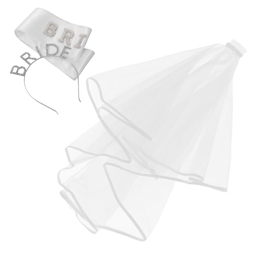 FRCOLOR Brautschleier Zur Hochzeit Besticktes Brautstirnband Handgefertigter Brautkopfschmuck Brautschleier Für Frauen Dekorationen Für Zukünftige Braut Stirnband Und Schleier Für von FRCOLOR