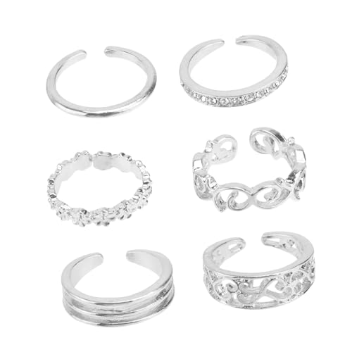 FRCOLOR Teiliges Damen Ring mit Silberfarbenen mit Strass Besetzten Herz Motiven Stilvolle Kreative Schmuckringe aus Filigranem Legierungsmetall Zehen und Fingerringe für Vielseitige von FRCOLOR