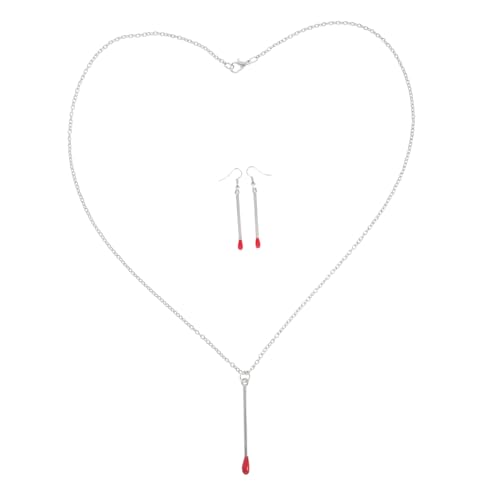 FRCOLOR Teiliges Kreatives Feuerzeug Schmuckset für Damen mit Einzigartigem Streichholz Ohrring und Halskettendesign Modisch Minimalistisch Passend für Weihnachten Cosplay Partys und von FRCOLOR