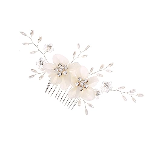 FRCOLOR Tiara Blumenmädchen-kopfschmuck Blumenkopfschmuck Blumenmädchen Haarschmuck Haarkämme Für Bräute Hochzeit Haarkämme Haarschmuck Für Blumenmädchen Perle Braut Weiß Zubehör von FRCOLOR