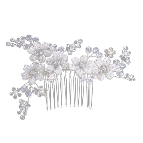 FRCOLOR Tiara Handgemachte Haarspangen Hochzeitshaarspangen Für Bräute Silberne Haarspangen Stutzenhalter Perlenhaarspangen Strass-haarnadel Hochzeit Kopfschmuck Strasssteine Klipp Braut von FRCOLOR