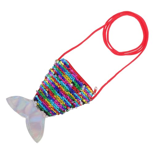 FRCOLOR Meerjungfrauen-schlüsseltasche Mit Pailletten Für Mädchen Fischschwanz-Design Kleine Geldbörse Aus Polyester Hervorstechender Glitzer Praktisch Für Party Und Alltag von FRCOLOR
