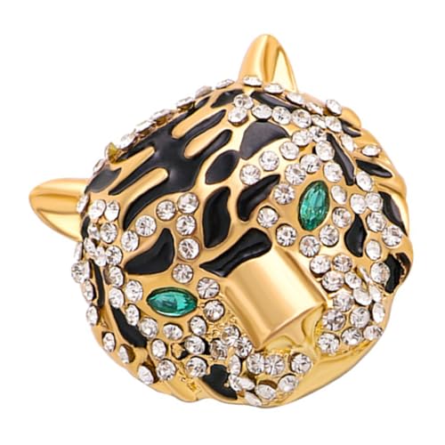 FRCOLOR Tigerkopf Brosche Tiger Reversnadel Tiger-Strass-Brosche Tiger-Pin Broschennadel Tier Brosche Modisches Retro-Revers Anstecknadeln für Anzüge Revers Kette Zinklegierung Golden von FRCOLOR
