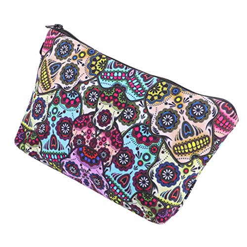 FRCOLOR Totenkopf-Kosmetiktasche Make-up-geldbörse Organizer Für Make-up-Pinsel Reise-kulturbeutel Schminksets Für Damen Kosmetika Makeup Tasche Skelett Reisen Polyester Toilettenartikel von FRCOLOR