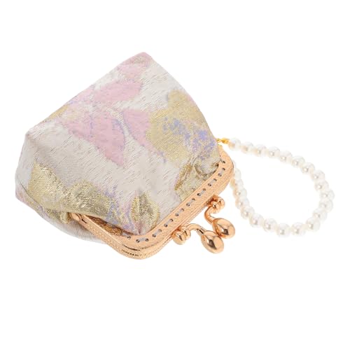 FRCOLOR Chinesische Stoff-Handtasche Für Damen Mit Perlen-verzierung Traditionelles Blumenmuster-Clutch Für Münze Schlüssel Und Kleine Gegenstände von FRCOLOR