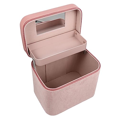 FRCOLOR Tragbarer Kosmetik Koffer für Damen Großer Make Up Organizer mit Spiegel Multifunktionale Kosmetiktasche für Reise und Zuhause Rosa mit Mehreren Fächern von FRCOLOR