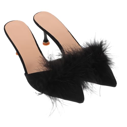 FRCOLOR Transparente High Heels Slippers Damen Spitze Zehen Dünner Absatz Rutschfest Hautfreundliches Material Modische Hausschuhe für Sommerpartys Bequem und Stilvoll von FRCOLOR