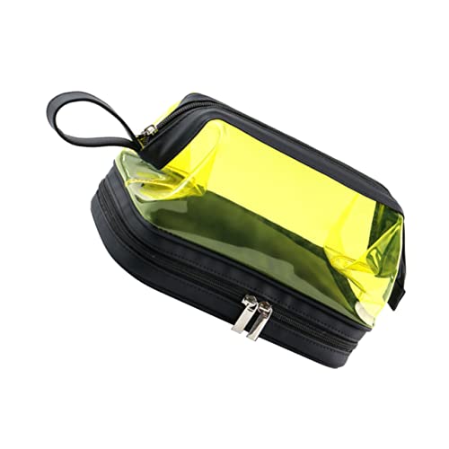 FRCOLOR Transparente Kosmetiktasche Reise-Make-up-tragetaschen Reisetragetasche Schminksets Für Damen Make-up-Halter Tragbare Kosmetiktasche Shampoo Fräulein Duschtasche Pu-Leder Bilden von FRCOLOR