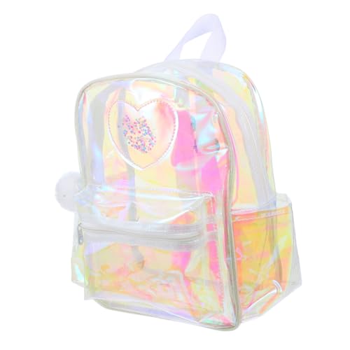 FRCOLOR Transparenter Rucksack mit Herzmuster Leichter Festival und Konzertrucksack für Mädchen und Frauen Großer Fassungsvermögen Modischer Stadtrucksack Strapazierfähiger von FRCOLOR
