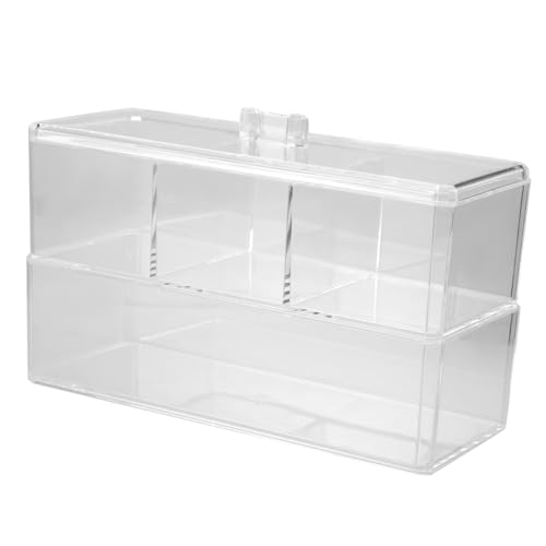 FRCOLOR Tupferbox Badezimmerzubehör-organizer Mit Deckel Für Wattestäbchen Wattebällchen Und Runde Wattepads Transparent Platzsparend Und Einfach Zu Reinigen von FRCOLOR