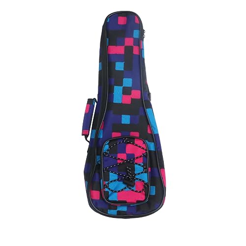 FRCOLOR Ukulele Tragetasche mit Dicker Baumwollpolsterung Kariert Muster Verstellbarer Doppel Schulterrucksack für Männer und Frauen Robust mit Frontnetzfach und Doppelreißverschluss Rot von FRCOLOR