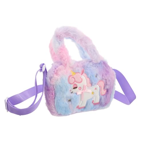 FRCOLOR Umhängetasche Einhorn Plüsch Handtasche für Mädchen Kleine Niedliche Crossbody Tasche mit Robustem Reißverschluss und Sicher als für Einhorn Fans von FRCOLOR
