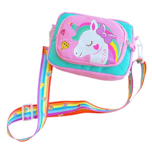 FRCOLOR Umhängetasche Einhorn aus Strapazierfähigem Oxfordstoff Niedliches Design mit Reichhaltigen Details und Vielseitig als Schultertasche Crossbody und Handytasche für Mädchen von FRCOLOR