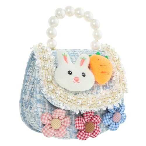 FRCOLOR Umhängetasche Für Mädchen Geldbeutel Damen Schultertasche Geldbörsen Mini Schultaschen Für Mädchen Cartoon-umhängetasche Handtasche Für Mädchen 10-12 Blue Imitationsperlen von FRCOLOR