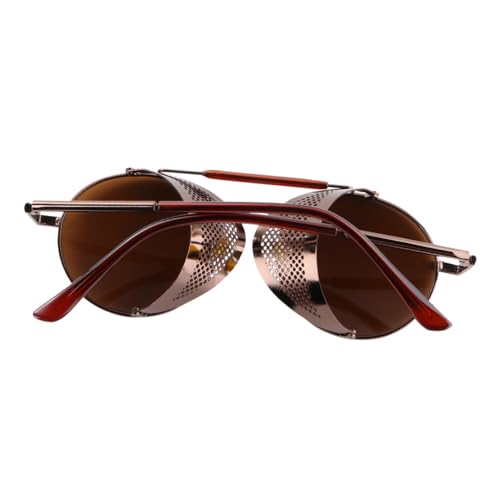 FRCOLOR Unisex Sonnenbrille Punk Stil Fahrrad Sportbrille Robust mit Kaffee Rahmen und Gläsern Verstärkte Scharniere Modisch für Damen und Herren Outdoor Gebrauch von FRCOLOR