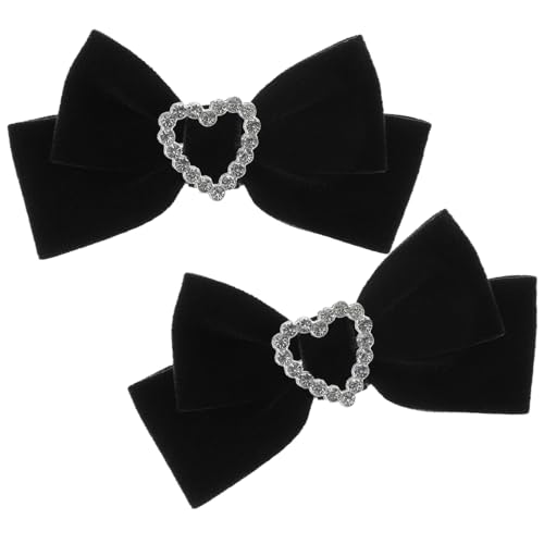 FRCOLOR Velours Haarschleifen Alligator Clips Rutschfeste Haarklammern für Mädchen Haarspangen mit Verspieltem Schleifendesign in Schwarz von FRCOLOR