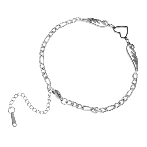FRCOLOR Verstellbare Fußschmuck mit Herz und Flügel Trendige Strandankette für Mädchen Robustes Langlebiges Design für Täglichen Gebrauch von FRCOLOR