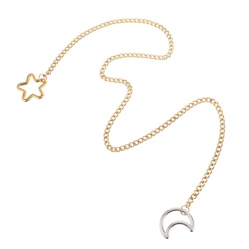 FRCOLOR Verstellbare Punk Ketten mit Goldenem Mond und Stern Y Form Design für Damen und Mädchen Y Förmige Kette Schmuck für Partys und Rock Events von FRCOLOR