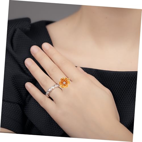 FRCOLOR Verstellbarer Goldener Lotusblumenring Damen Offenes Band Verstellbar Robust Kupfer Traditionell Modern Schmuck Fingerschmuck von FRCOLOR
